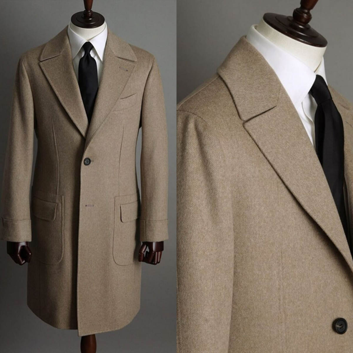Men Formal Wear Outfits - Khaki Vintage Men Coat Formal Business
