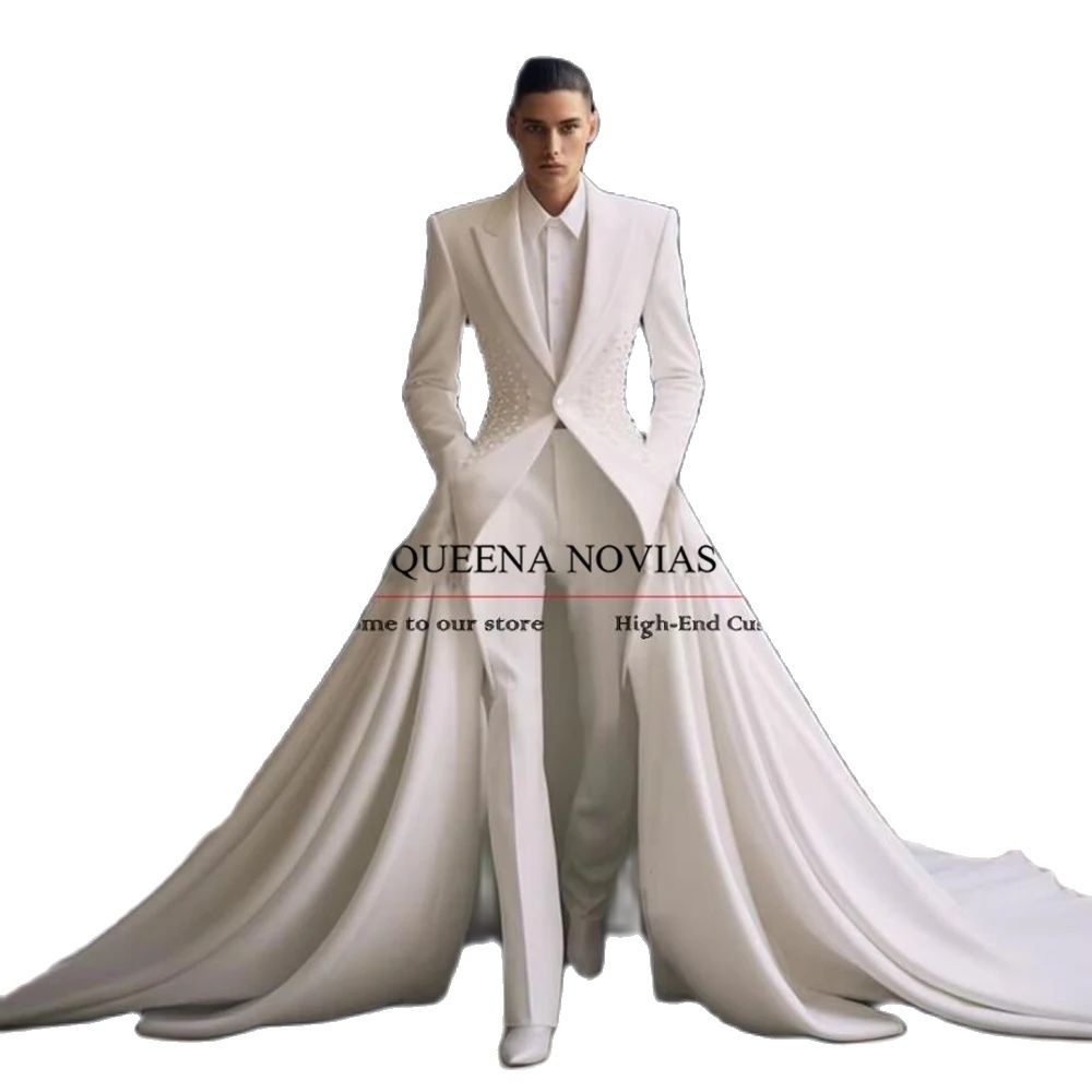 Men Formal Wear Outfits - Elegant Pearls Men Suits With Moved