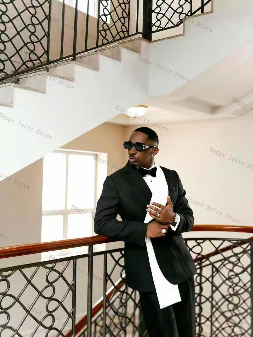 Black White Men Suit Set 2 Pcs - Men Formal Wear Outfits ulasan dan harga