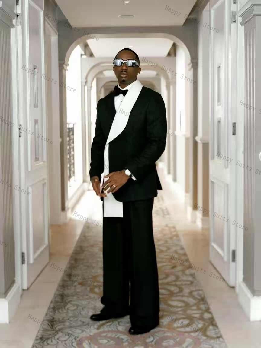 Black White Men Suit Set 2 Pcs - Men Formal Wear Outfits ulasan dan harga