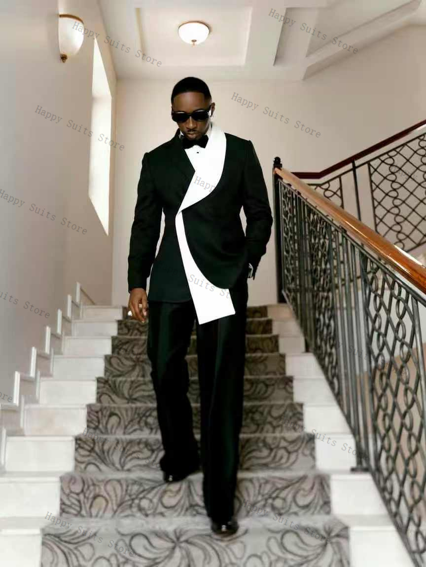 Black White Men Suit Set 2 Pcs - Men Formal Wear Outfits ulasan dan harga
