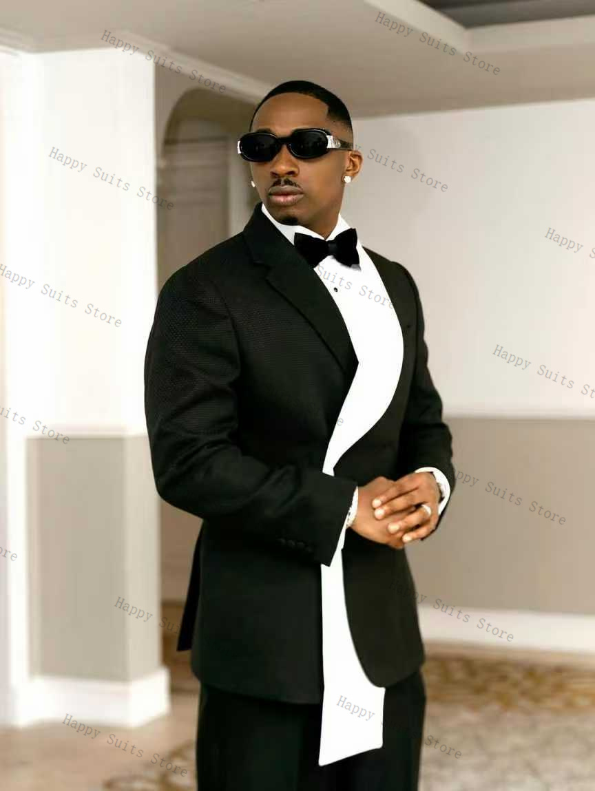 Black White Men Suit Set 2 Pcs - Men Formal Wear Outfits ulasan dan harga