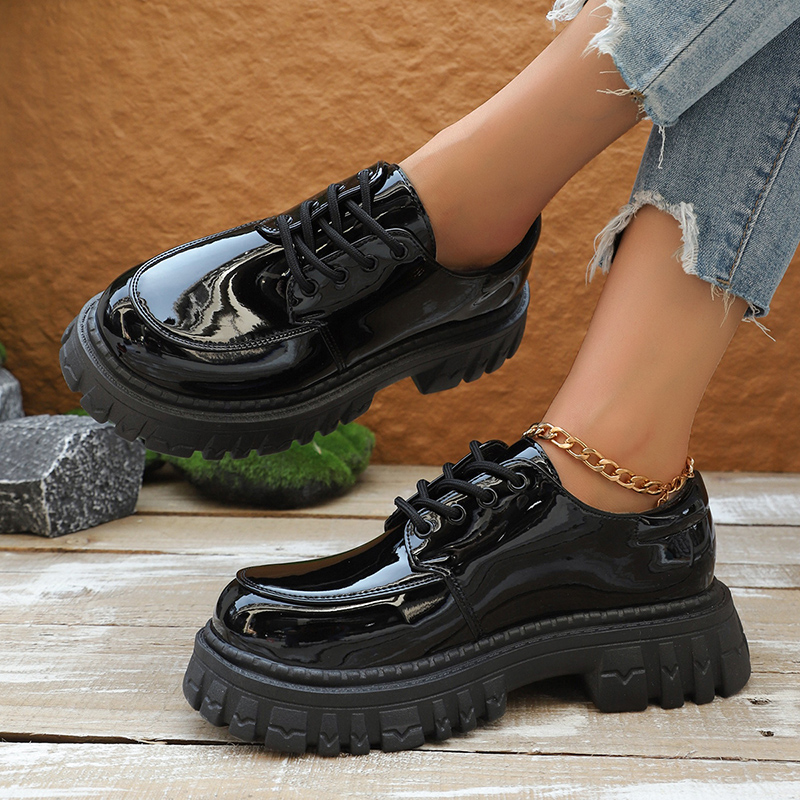 Chunky Platform Oxford Shoes f - Patent Leather Oxford ulasan dan harga