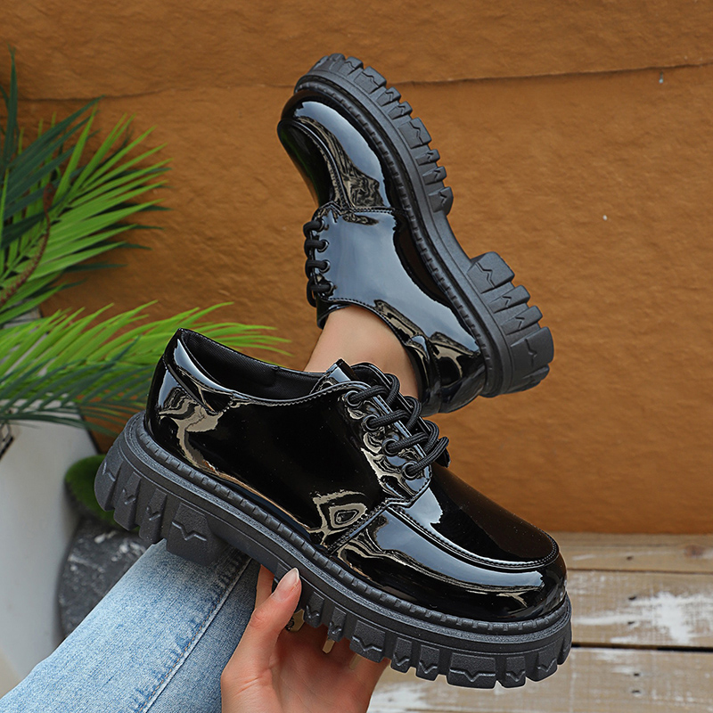 Chunky Platform Oxford Shoes f - Patent Leather Oxford ulasan dan harga