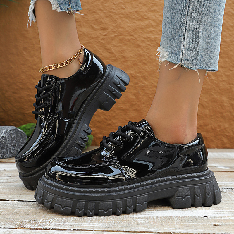 Chunky Platform Oxford Shoes f - Patent Leather Oxford ulasan dan harga