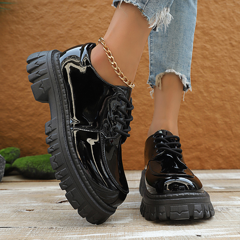 Chunky Platform Oxford Shoes f - Patent Leather Oxford ulasan dan harga
