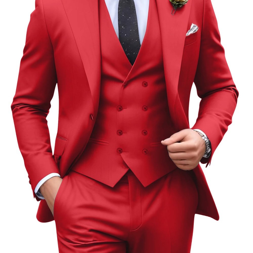 3 Pieces Solid Color Men Suits - Men Formal Wear Outfits ulasan dan harga