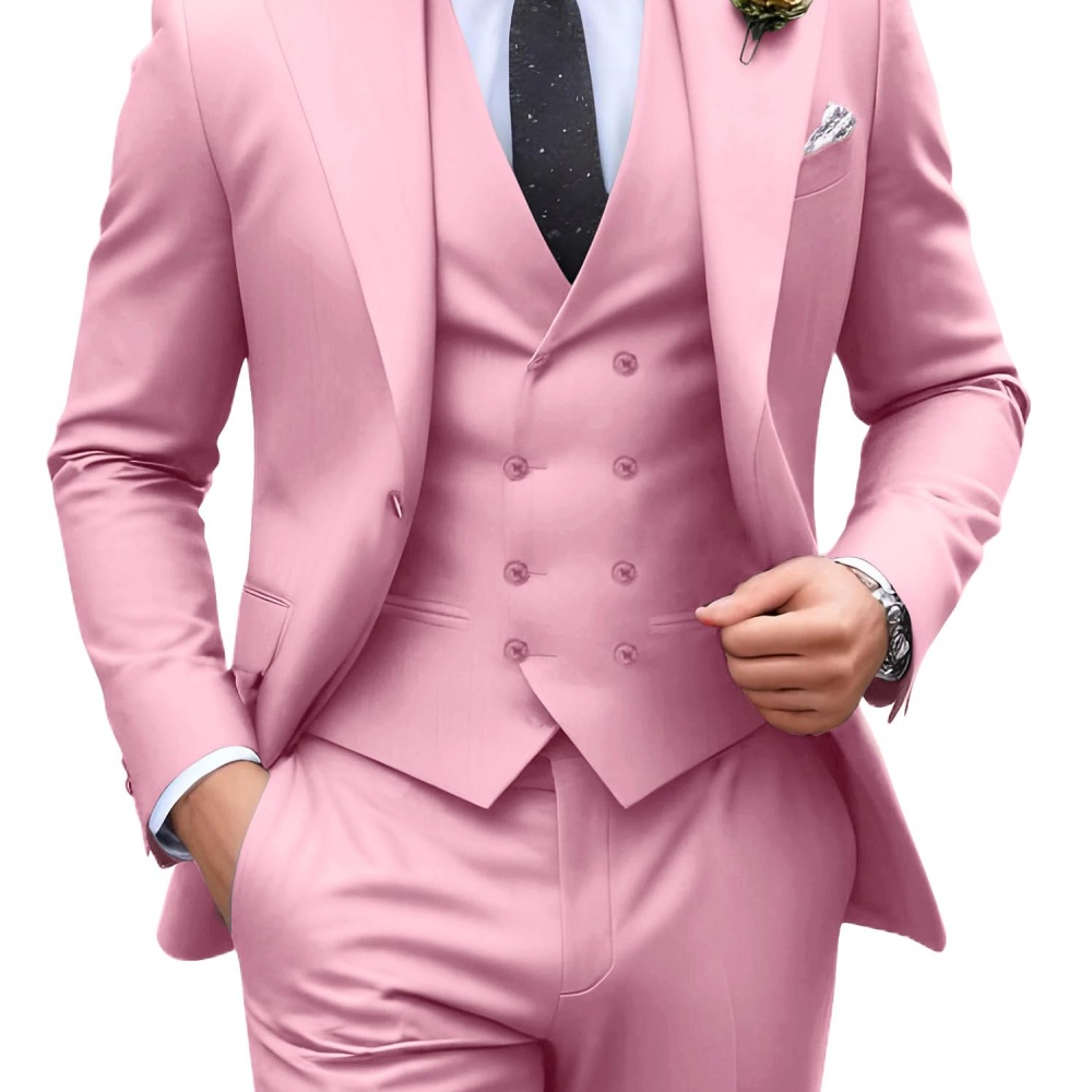 3 Pieces Solid Color Men Suits - Men Formal Wear Outfits ulasan dan harga