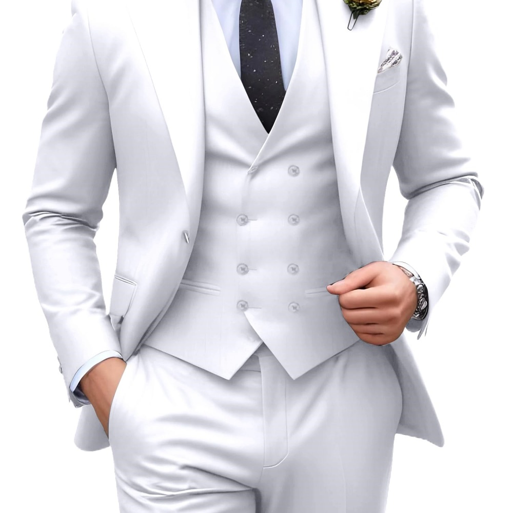 3 Pieces Solid Color Men Suits - Men Formal Wear Outfits ulasan dan harga