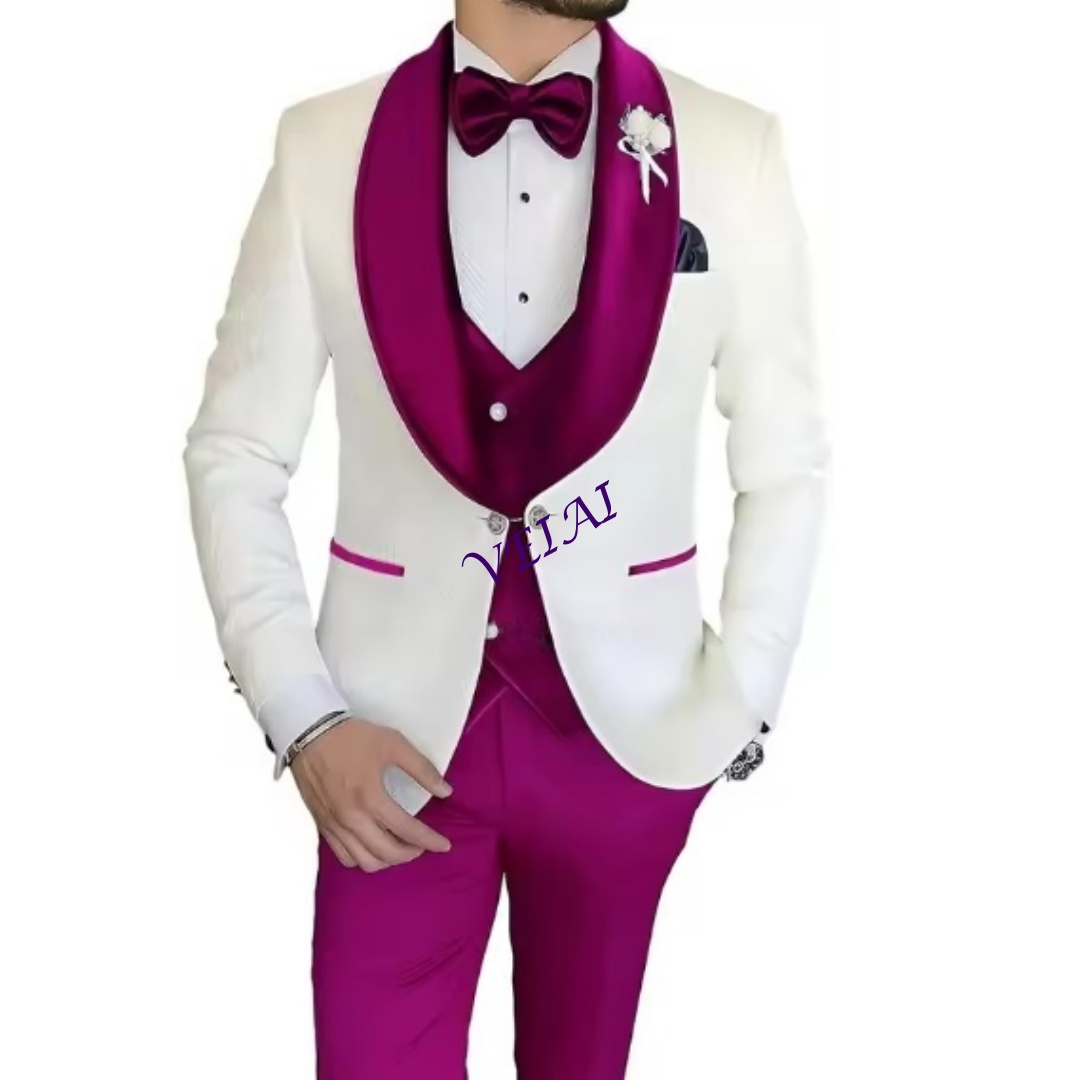Customized Slim Fit 3 Piece Tu - Men Formal Wear Combination ulasan dan harga