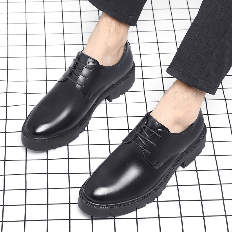 Mens Black Leather Lace Up Dre - Men Formal Wear Dress ulasan dan harga
