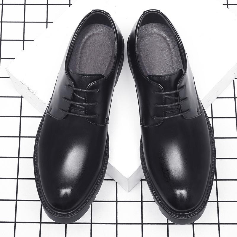 Mens Black Leather Lace Up Dre - Men Formal Wear Dress ulasan dan harga