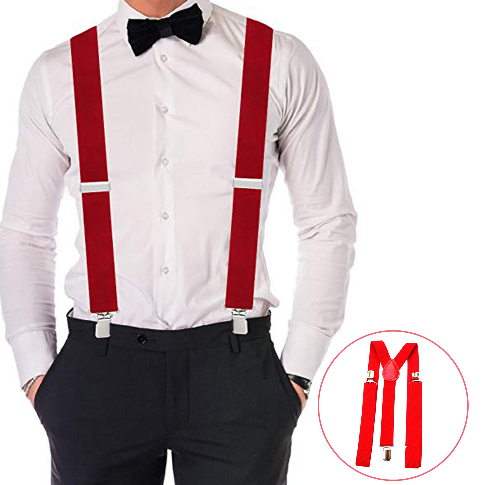 Red Adjustable Suspenders Men  - Men'S Formal Wear With Suspenders ulasan dan harga